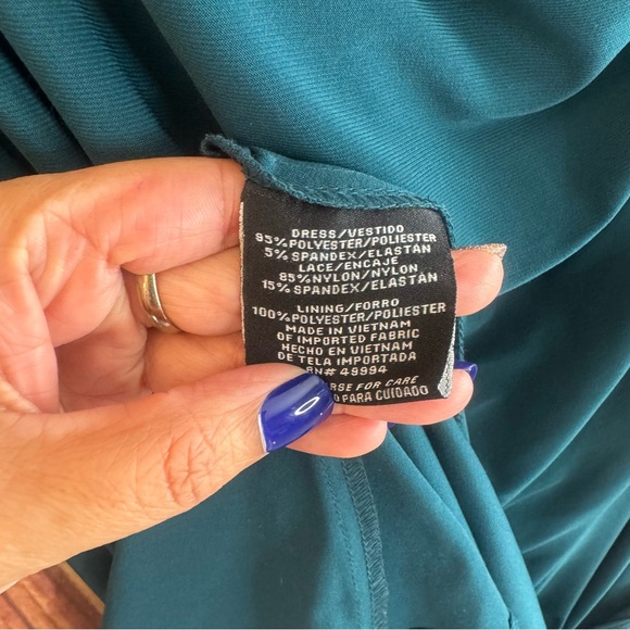 R&M Richards Women Sleeveless Green Sequined Draped Cocktail Party Long Dress 12 - Picture 12 of 12